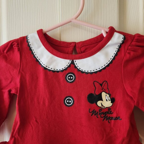 Disney Baby Minnie Mouse Red Top With White Faux Fur Hem 6-9 Months - Picture 4 of 7